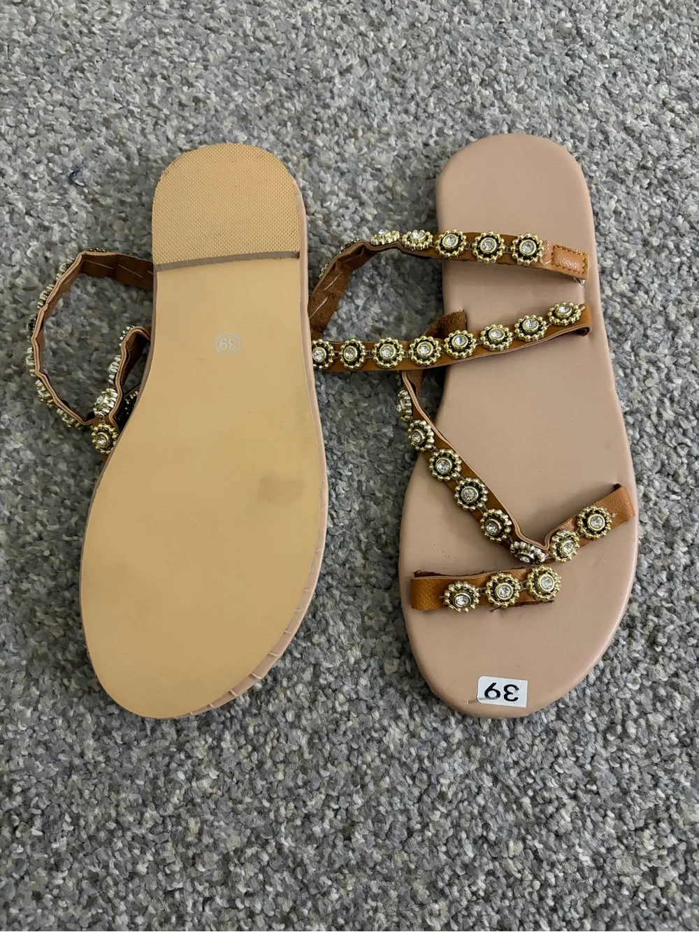 None tan strappy